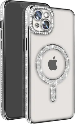 Immagine prodotto di Avizar, custodia diamantata per iPhone 14 Plus MagSafe, contorno strass, argento