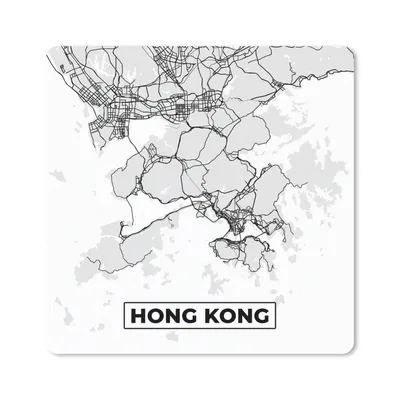 Produktbild von MuchoWow® Mauspad Mousepad Hongkong - Stadtplan - Schwarz und weiß - Karte 30x30 cm - Mousepads - Maus Mat - Pad - Mausunterlage - Gaming