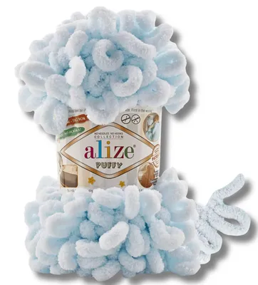 Immagine prodotto di Alize 1x 100 g Puffy Lana, tinta unita, uncinetto, lavoro a maglia (Powder Blue - 730)