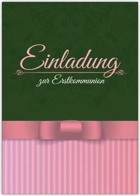 Produktbild von 4x Klassische elegante Einladung zur Erstkommunion in grün, rosa