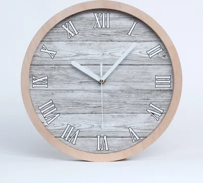 Produktbild von Holzuhr 30fi cm wanduhr - weiße Spitzen - Holzuntergrund