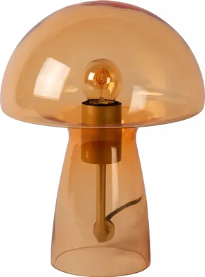 Zdjęcie produktu dla Lampa stołowa szklana bursztynowa grzybek E27 Fungo Lucide