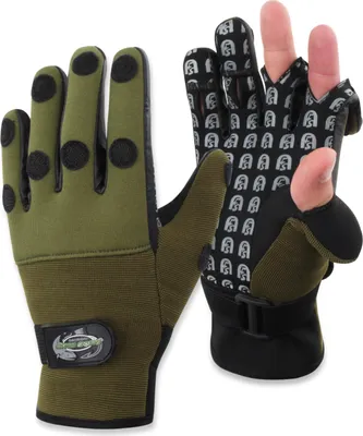 Produktbild von Anglerhandschuhe mit umklappbaren Fingerkuppen, rutschfester Handfläche, Neopren, Größe M