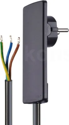 Obrázek produktu pro Schulte EVOline Plug 01.511 plochá zástrčka 1,5 m připojovací kabel černý