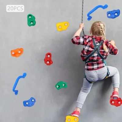 Image de Blocs d'escalade pour enfants, avec 20 prises colorées et différentes formes, idéaux pour les murs d'escalade