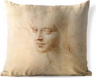 Produktbild von MuchoWow® Outdoor Kissen - Skizze - Leonardo da Vinci - 50x50 cm - Wetterfest - Lounge Kissen - Komfortabel - Kissen mit Bild