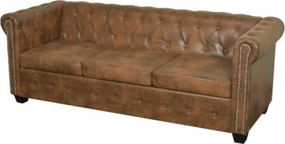 Produktbild von Chesterfield-Sofa 3-Sitzer Kunstleder Braun