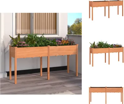 Zdjęcie produktu dla vidaXL Donica z wkładem brązowa 161x45x76 cm z litego drewna jodłowego - Donice i doniczki