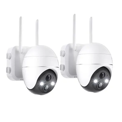 Image de 2 caméras de surveillance 2K pour l'extérieur Caméra sans fil WLAN pour la surveillance extérieure Caméra extérieure sans fil Détecteur de mouvement PIR Vision nocturne en couleur