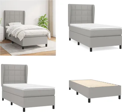 Produktbild von vidaXL Boxspringbett mit Matratze Hellgrau 80x200 cm Stoff - Boxspringbett - Boxspringbetten - Bett - Schlafzimmermöbel