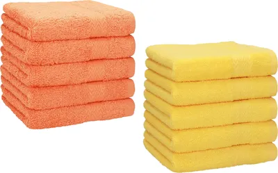 Produktbild von Betz 10 Stück Seiftücher 30x30 cm PREMIUM 100% Baumwolle  Farbe: orange und gelb