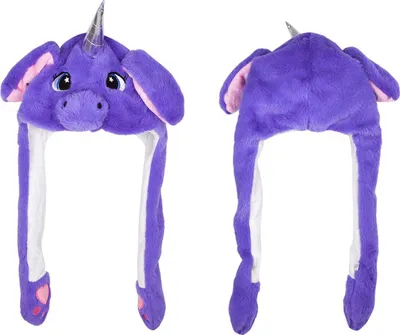 Produktbild von Wackelohr Mütze mit LED und beweglichen Ohren - aus Plüsch, Kostüm für Kinder und Erwachsene: Einhorn lila sm-490b LED Wackelohr Mütze wählen: Einhorn lila sm-490b LED