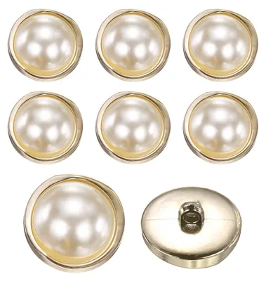 Productafbeelding van Parelmoerenknopen - Rond, om te naaien - 30 mm diameter - 8 stuks - Goudkleurig