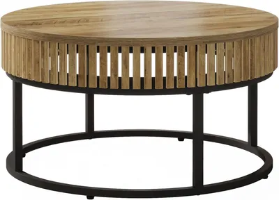 Produktbild von Tribesigns 80 cm Runder Couchtisch, Farmhouse Circle Cocktail-Mitteltisch, Industrial Couchtisch, Moderne hölzerne für Wohnzimmer, Hellbraun