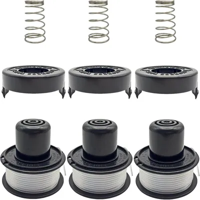 Produktbild von Set mit 3 Trimmerfadenspulen und Abdeckung für Freischneider + Kappe mit Feder A6226 GL250 GL310 GL360, Ersatzfadenspule (3 -