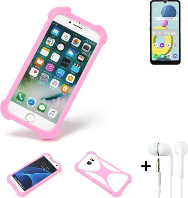 Produktbild von K-S-Trade Bumper + Kopfhörer kompatibel mit LG Electronics Xpression Plus 3 Handy Hülle Schutzhülle Silikon Schutz Hülle Cover Case Silikoncase