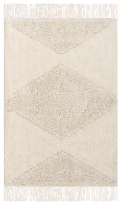 Produktbild von BELIANI Teppich Hellbeige Baumwolle Rechteckig 60 x 90 cm mit Fransen Kurzflor Kurzhaar Modern Boho Stil für Kinderzimmer Wohnzimmer