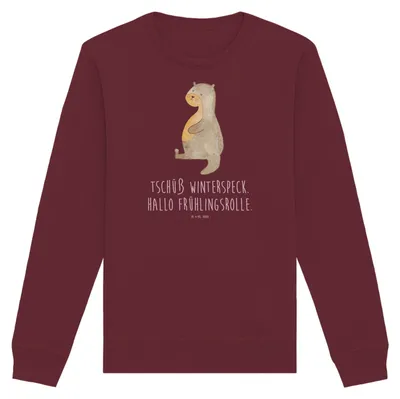 Produktbild von Mr. & Mrs. Panda Baumwoll Sweatshirt Otter Bauch Größe S - Burgundy - Geschenk, Pullover, Winterspeck, dick, Bio, Sweater, Sportmuffel, Essen. Foodlover, Pulli