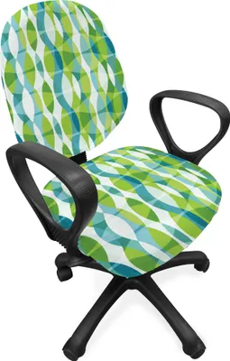 Produktbild von ABAKUHAUS Grunge Bürostuhl Schonbezug, Geometrische Formen Oval, dekorative Schutzhülle aus Stretchgewebe, Apfelgrün Türkis
