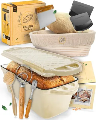 Imagen del producto de Molde para hornear pan con tapa, en un set de gran tamaño, ideal para hacer pan casero