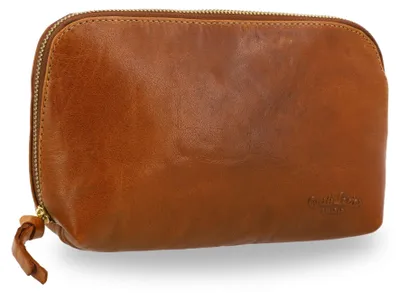 Produktbild von Gusti Leder Waschtasche Damen Leder Kulturbeutel Herren – Kompakte Kosmetiktasche aus hochwertigem Büffelleder – Beauty Case Braun für Reise und Alltag
