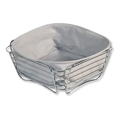 Produktbild von KESPER Brotkorb- und Obstkorb – Metallkorb mit grauer Stoffeinlage – 26 x 26 x 11 cm – waschbar & modern – ideal für Frühstück & Küche – 90881