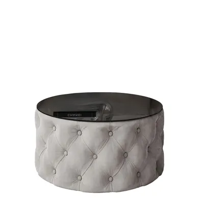 Produktbild von CHESTERFIELD 70 cm runder gepolsterter Couchtisch, Jasmine 90 + Schwarz