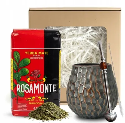 Obrázok produktu pre Darčeková súprava Yerba Mate Rosamonte Tradicional + matero (nádoba) a bombilla (slamka)
