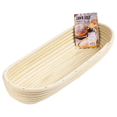 Produktbild von IRKMANN Gärkörbchen, länglich, L 43 x B 15,5 x H 6,5 cm, bis 2000 g Teig, nachhaltig, aus Peddigrohr