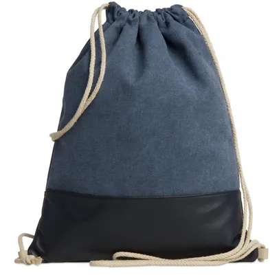 Produktbild von Caspar Echt Leder Beutel uni Baumwoll Canvas Turnbeutel im Vintage Retro Style - SIGNATURE LINE - Modell No.714 -  Italy