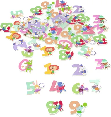 Produktbild von Oblique Unique 50x Holz Knöpfe Tiere und Zahlen 0 bis 9 Kinderknöpfe Buttons Nähen Kleidung Basteln Deko Einschulung