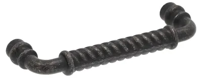 Immagine prodotto di Maniglia per mobili in zamak, distanza tra i fori di 96 mm, finitura in ferro nero effetto vintage