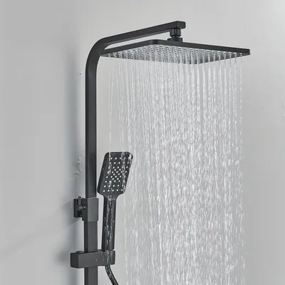 Immagine prodotto di Sistema doccia nero - Set doccia - Doccetta - Doccia a pioggia - Erogatore per vasca - Design nero opaco