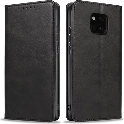 Produktbild von Handyhülle für Huawei Mate 20 Pro Kunstleder Flip Cover Hülle Handytasche Case Kartenfach Farbe: Schwarz