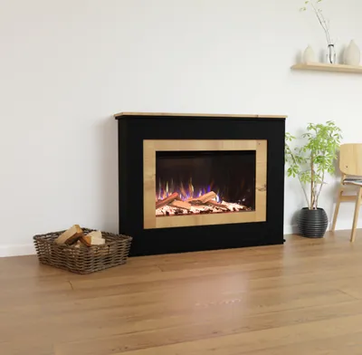 Produktbild von Glow Fire Elektrokamin 'PR6' | LED Standkamin in Schwarz (Eiche) mit Heizung (1500 W) | HxBxT: 101x130x33 cm