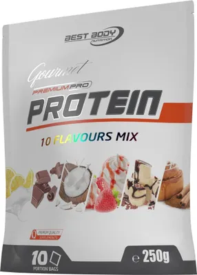 Produktbild von Best Body Nutrition - Gourmet Premium Pro Protein - Mix Beutel - 10 x 25 g Portionsbeutel - verpackt im Zipp
