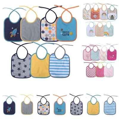 Produktbild von Baby Care Babylatz-Set 7-teilig, einlagig, zum Binden, waschbar, ab Geburt blau