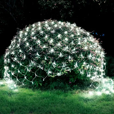 Produktbild von 2X2M 144LED Lichternetz Außen Innen Netz Lichtervorhang Weihnachtsdeko 8 Modi Lichterkette für Büsche Garten Balkon Weihnachtsbeleuchtung Weiß