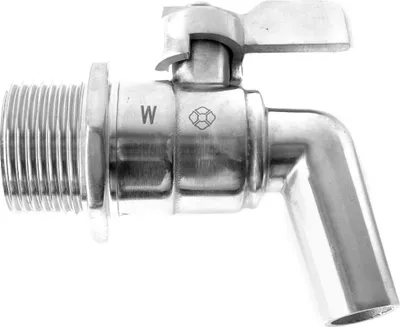 Produktbild von Auslaufhahn 1″ Edelstahl V2A Kugelhahn mit Auslaufbogen – lebensmittelecht