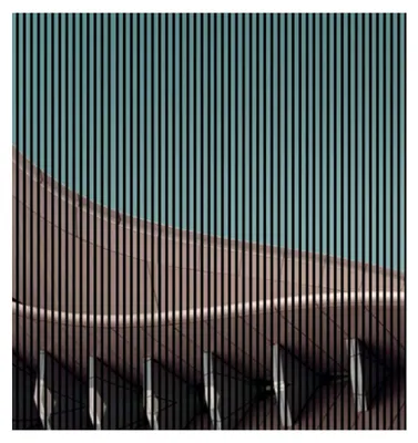 Produktbild von Akustikpaneele mit Digitaldruck Architecture01 19 x 2253 x 2400 mm Gebäude Architektur MDF PET-Fasern Wandpaneele Blau Grau 4 Einzelplatten