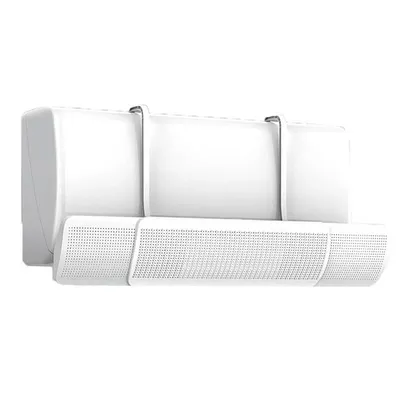 A white air conditioner deflector is shown against a white background.