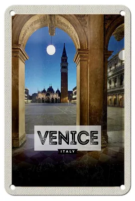 Produktbild von Blechschild Reise 12x18cm Venice Italien Nacht Architektur Schild