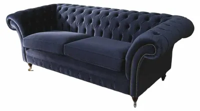 Immagine prodotto di Divano Chesterfield in velluto blu per il salotto Divani tessili a 3 posti