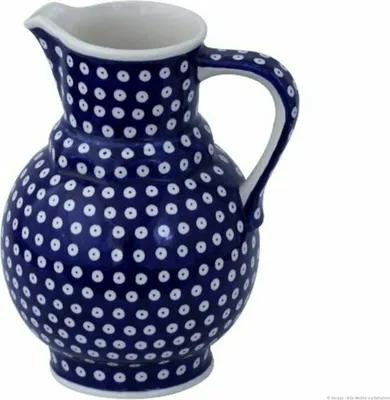 Produktbild von Bunzlauer Keramik 1,75L Krug – traditionelle Kanne mit bauchiger Form & schmalem Hals, Dekor 42