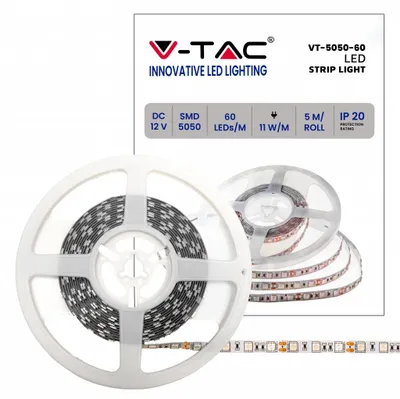 Immagine prodotto di V-TAC VT-5050 Strip LED SMD5050 11W/m 5m striscia 60 LED/m colore Verde 12V IP20 10mm - 212138