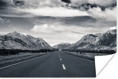 Produktbild von MuchoWow® Poster Schwarz und weiß - Berg - Straße 60x40 cm - Schlafzimmerdekoration