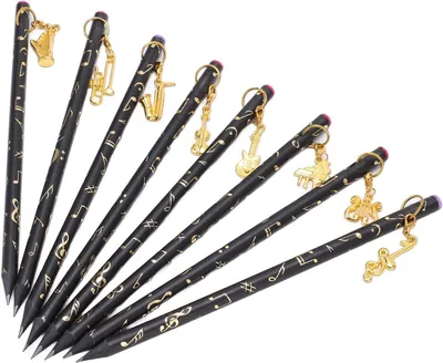 Productafbeelding van Muziek potlood muzieknoot potloden diverse - Set van 8 - Muziekinstrumenten Patronen Hanger Briefpapier Set Kit
