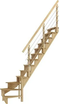 Produktbild von Pertura Wangentreppe Filia Buche Leimholz Ohne Setzstufen Seitenwange buche 1/4-gewendelt unten rechts 65 cm 12 Stufen /