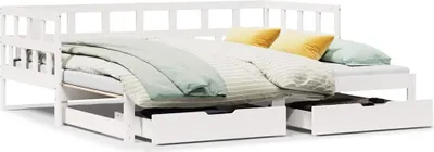 Obrázok produktu pre vidaXL Rozťahovacia denná posteľ so zásuvkami bez matraca Biela 90x200cm