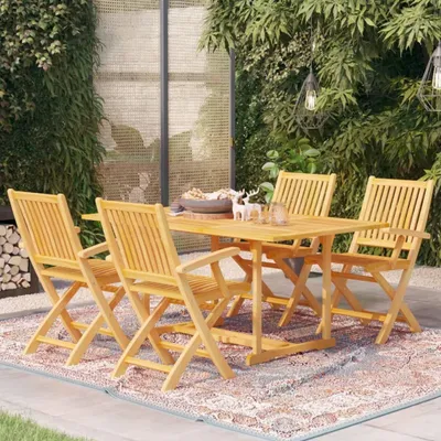 Produktbild von The Living Store 5-tlg. Garten-Essgruppe Massivholz Teak